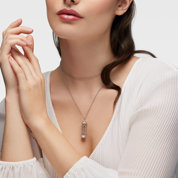 Diamond Message Pendant Necklace, White Gold